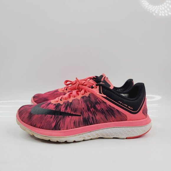 Nike Women's Racer Peach Pink Black White FS Lite Run 4 Athletic Sneakers Size 8 - Picture 2 of 7